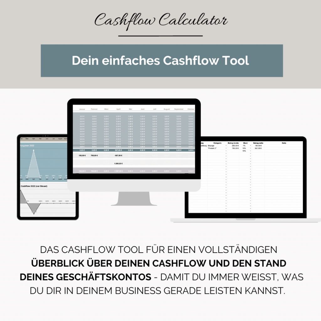 Cashflow Calcuator dargestellt auf Laptop, Tablet und PC